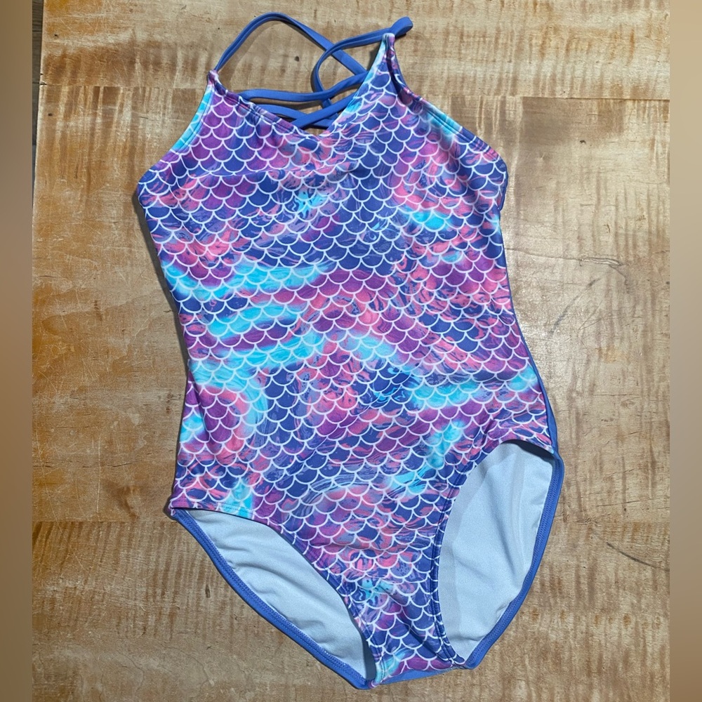 More than Magic size girls youth large (L - 10/12) mermaid print swimsuit